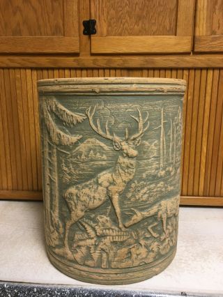 R.  R.  P.  Co Usa Large Green Stag Crock (20 Gal?) Roseville O.  Vintage -