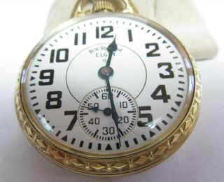 Elgin Pocket Watch Bw Raymond 21 Jewel 16 Size 8 Adjustments Railroad Grade