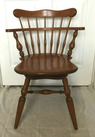 Ethan Allen Swivel Solid Maple Windsor Style Desk Chair,  Side Chair -