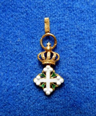 Italy,  Kingdom.  Italia.  Miniature Of Order Of St.  Maurice.  Real Gold.  Medal.