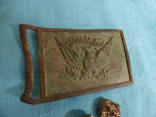 Old Civil War Brass Eagle E Pluribus Unum Military Belt Buckle,  Bullet,  Button 2