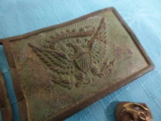 Old Civil War Brass Eagle E Pluribus Unum Military Belt Buckle,  Bullet,  Button 3