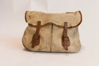 Vintage Fly Fishing Bag Or Shell Bag Canvas And Leather Size