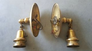 BRASS PAIR Vintage Art Deco Wall Sconces.  Electric.  Finish 2
