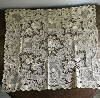 Exceptional Antique Tambour Lace Tablecloth