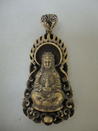 Collected Old China Cooper Hand - Made Auspicious Avalokitesvara Pendant Amulet