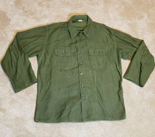 Us Army Ealry Vietnam Era Cotton Sateen Shirt Og - 107 1961 Large