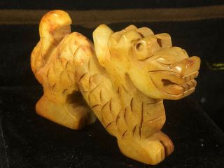 Chinese Old Natural Jade Hand - Carved Dragon Statue Pendant Xo152