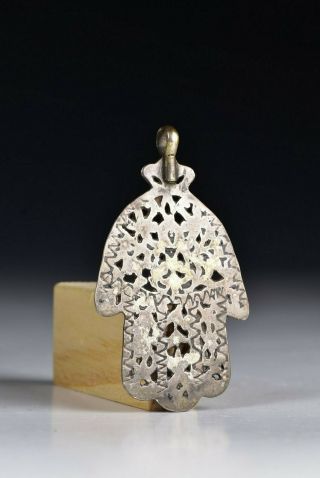 Persian Silver Hamsa / Hand Of Fatima Pendant With Openwork
