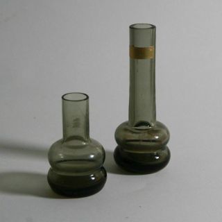 German Mid Mod | Two Mini Vases Smoke Topas (1965)