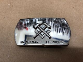 Us Navy Hull Maintenance Technician (ht) Rate Silver Belt Buckle Military Issue