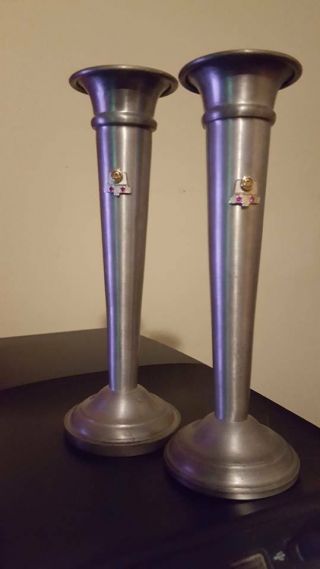 C & P Telephone Company Candlesticks With Pink Stones,  Numbered