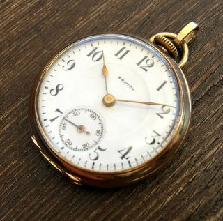 ✩ Antique ZENITH GOLD 14K old pocket watch 2