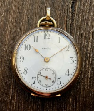 ✩ Antique ZENITH GOLD 14K old pocket watch 3