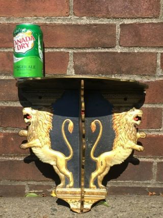 Vintage antique FIGURAL LIONS Wall Display Shelf / Sconce VICTORIAN GOTHIC 4