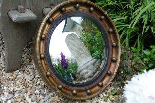 Antique Atsonea Art Deco Convex Gold Porthole Mirror 20 ' s Hollywood Regency Chic 2