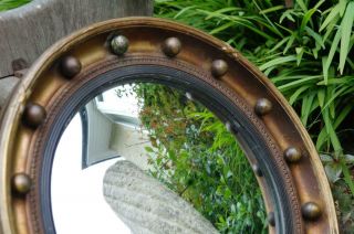 Antique Atsonea Art Deco Convex Gold Porthole Mirror 20 ' s Hollywood Regency Chic 3