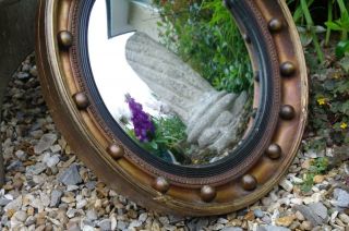 Antique Atsonea Art Deco Convex Gold Porthole Mirror 20 ' s Hollywood Regency Chic 4