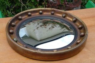 Antique Atsonea Art Deco Convex Gold Porthole Mirror 20 ' s Hollywood Regency Chic 5