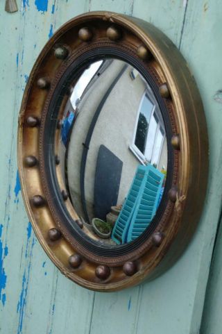 Antique Atsonea Art Deco Convex Gold Porthole Mirror 20 ' s Hollywood Regency Chic 6