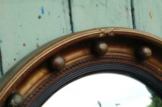 Antique Atsonea Art Deco Convex Gold Porthole Mirror 20 ' s Hollywood Regency Chic 7