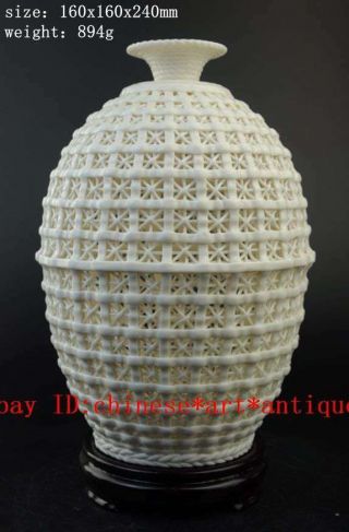 China Palace De Hua White Porcelain Hollow Out Vessel Pot Jar Bottle Vase F02