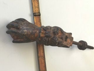 Antique Victorian Hand And Apple Door Knocker - Great Patina,  The Real Deal