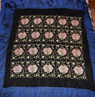 Vintage Embroidered Piano Shawl Scarf,  45 