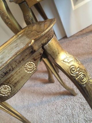 Vtg Italian Florentine 3 Nesting Tables Hollywood Regency Gold Gilt Bud Vase 6