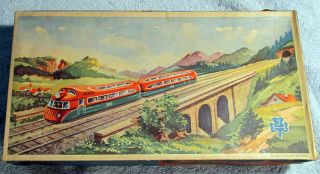 Vintage Hofler Straco Tin Toy Train Set Wind Up West Germany Or.  Box 4