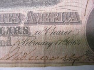 Confederate States of America Ten Dollar Bill Dated February 17th 1864 5