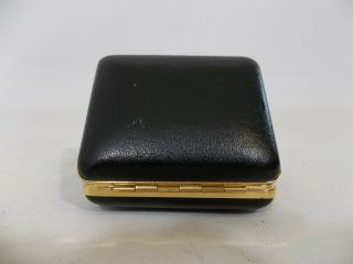SETH THOMAS Germany Wind Up Alarm Travel Clock Compact Black Leather Brass Case 3