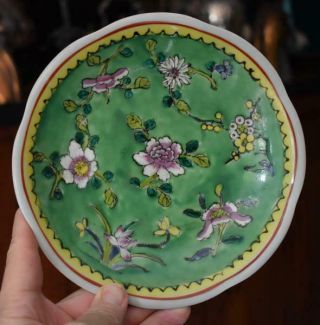 Lovely Antique Chinese Export Hand Painted Floral Pedestal Dish Bowl