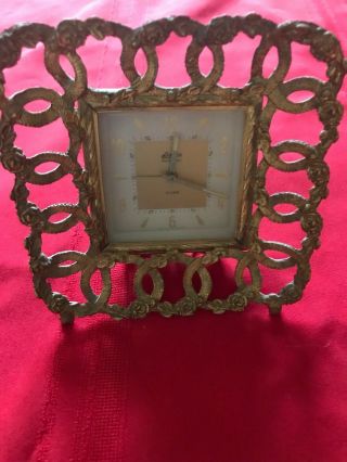 Vintage Linden Black Forest Ornate Wind - Up Alarm Clock  Made In Germany