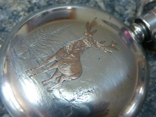 ANTIQUE WALTHAM POCKETWATCH 18 SIZE COIN CASE WITH A DEER 8