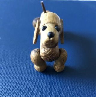 Rare Vintage Zoo Line Mini Dachshund Dog 1960s Solid Wood