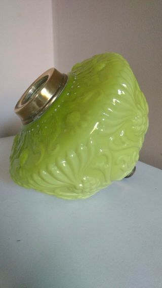 Victorian Stunning Vivid Green Glass Oil Lamp Bowl/font