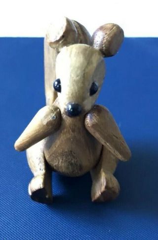 Rare Vintage Zoo Line Mini Squirrel 1960s Solid Wood