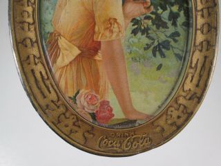 1919 Coca Cola Tip Tray - ELAINE w/ Hat & Glass & Roses, 7