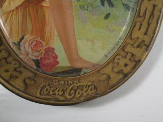 1919 Coca Cola Tip Tray - ELAINE w/ Hat & Glass & Roses, 8