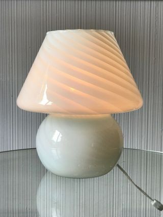 VINTAGE ITALIAN SWIRL art GLASS MUSHROOM LAMP 3