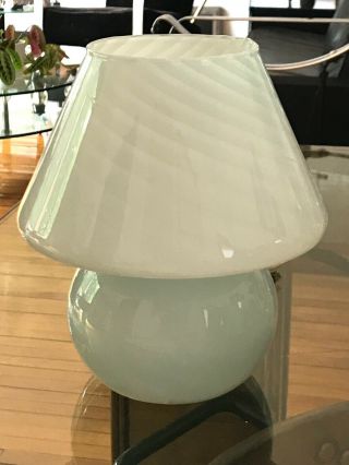 VINTAGE ITALIAN SWIRL art GLASS MUSHROOM LAMP 4