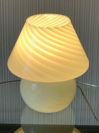 VINTAGE ITALIAN SWIRL art GLASS MUSHROOM LAMP 7