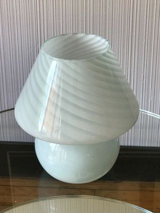 VINTAGE ITALIAN SWIRL art GLASS MUSHROOM LAMP 8