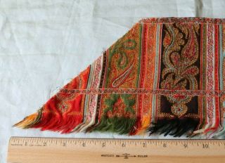 Antique Wool Paisley Kashmir Shawl Border Fabric L - 44 