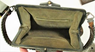 ARTS & CRAFTS - MISSION PERIOD LEATHER PURSE 1921 PAT.  WITH BUTTERFLY ETC.  FINE 5