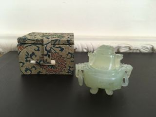 Miniature Chinese Jade Incense Burner/koro - Boxed