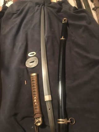 Wwii Kai Gunto Katana Sword Unsigned Blade,  Stamped