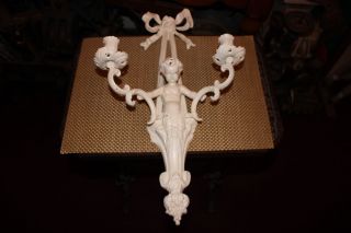 Vintage Victorian Style Angel Cherub Double Arm Wall Sconce Candle Holder - 1