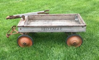 Antique Red Eagle Wood Wagon